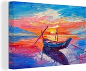 Canvas - Schilderij - Oil painting - Boot - Water - 120x80 cm - Interieur - Muurdecoratie