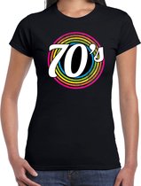 70s / seventies verkleed t-shirt zwart voor dames - discoverkleed / party shirt - Cadeau voor een disco liefhebber S