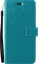 Hoesje Geschikt voor iPhone 14 Hoes Bookcase Flipcase Book Cover - Hoes Geschikt voor iPhone 14 Hoesje Book Case - Turquoise