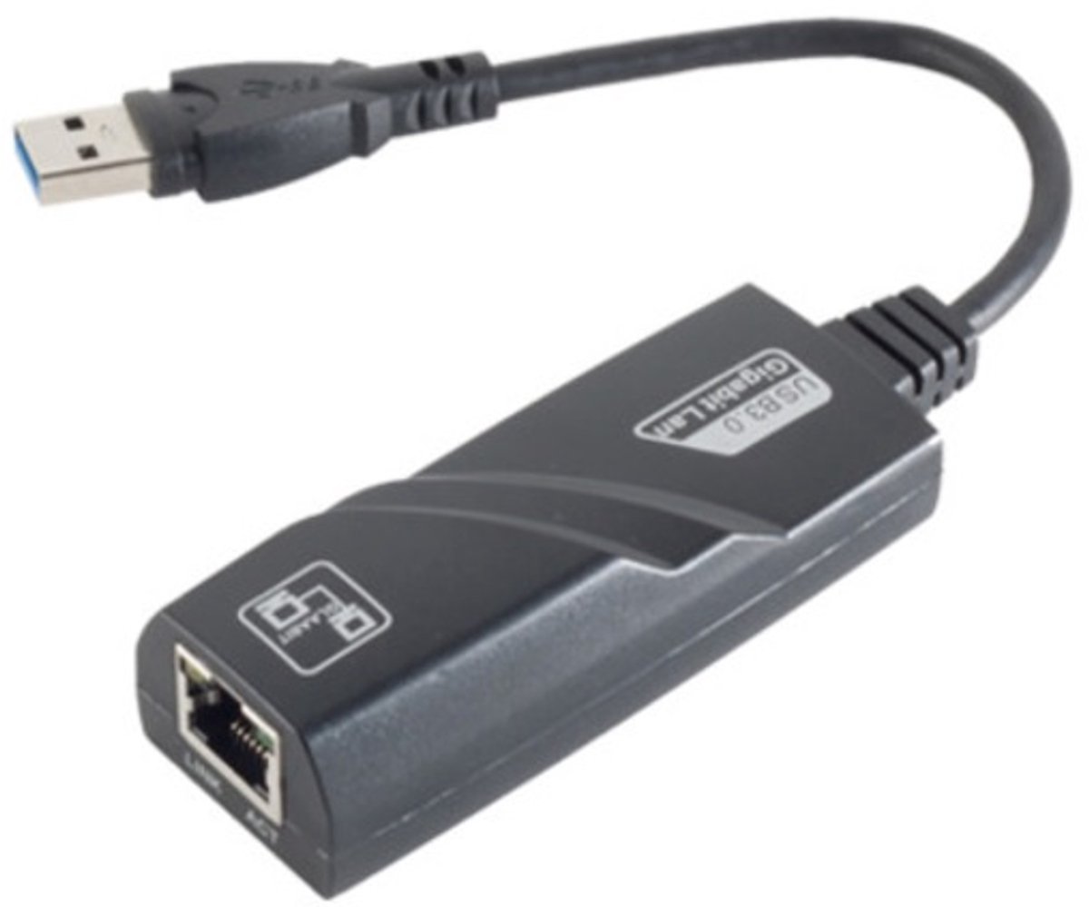 USB-A naar RJ45 Gigabit Ethernet LAN adapter - USB3.0 - CAT6 / zwart - 0,10 meter