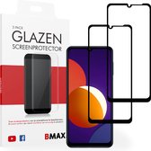 2-pack BMAX geschikt voor Samsung Galaxy M12 Screenprotector - Full Cover - Gehard glas - Tempered glas - Samsung screenprotectors 2 stuks - Telefoonglaasje - Beschermglas - Glasplaatje - Screensaver - Screen protector - Case friendly - Zwart