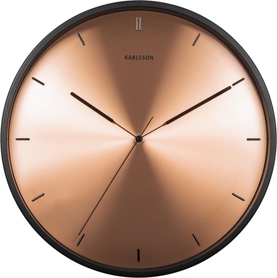 Wall clock Finesse copper dial, black case