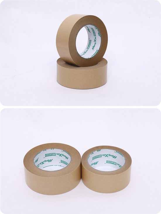 m-office Papiertape, kraftpapier, plakband voor kartonnen verpakkingen, verzending, verhuizingen en knutselwerk, verpakkingstape, bruin kraftpapier plakband (1 stuk, 50 mm x 50 m