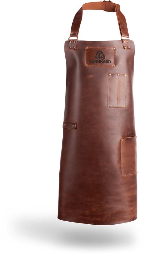 Burnhard Leather BBQ Tablier - Tablier de barbecue en cuir de buffle - Marron