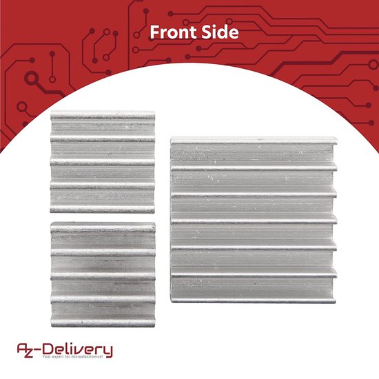 AZDelivery Passieve aluminium koellichamen 3er set voor Raspberry Pi A B met warmtegeleidende speciale kleeffolie Inclusief E-Book! 1
