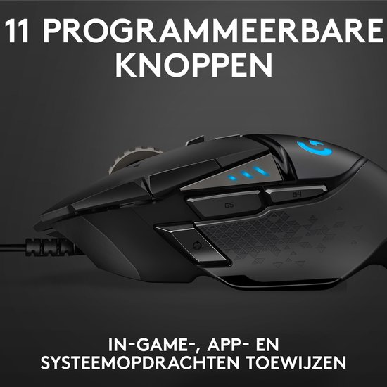 Logitech G502 HERO - Bedrade Gaming Muis - 25.600 DPI - Rechtshandig - Zwart