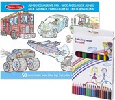 Jongens voertuigen kleurboek van 50 paginas met 36x kleurpotloden - Verjaardag cadeau