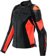 Dainese Racing 4 Leather Jacket Black Fluo Red 48 - Maat - Jas
