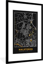 Fotolijst incl. Poster - Halsteren - Goud - Kaart - Plattegrond - Stadskaart - 80x120 cm - Posterlijst