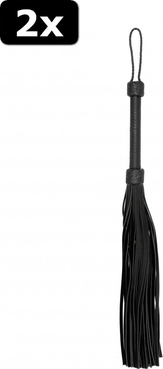 2x Heavy Leather Tail Flogger - Black