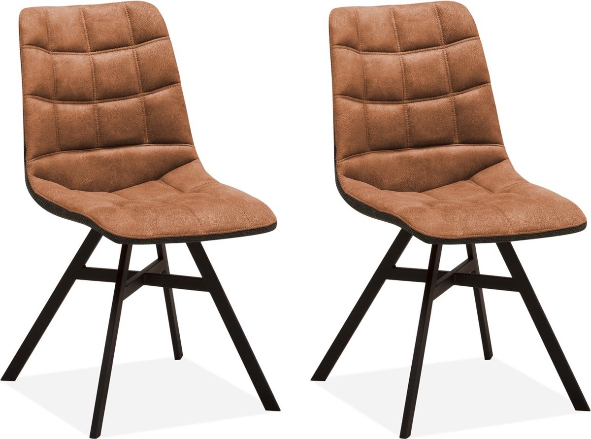 Eetkamerstoel Nynke - Cognac (set van 2 stoelen)