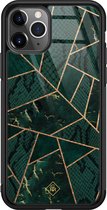Casimoda® hoesje - Geschikt voor iPhone 11 Pro Max - Abstract Groen - Luxe Hard Case Zwart - Backcover telefoonhoesje - Groen