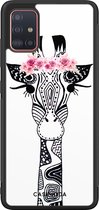 Casimoda® hoesje - Geschikt voor Samsung Galaxy A51 - Giraffe - Zwart TPU Backcover - Giraffe - Wit