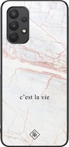 Casimoda® hoesje - Geschikt voor Samsung Galaxy A32 4G - C'est La Vie - Zwart TPU Backcover - Tekst - Bruin/beige