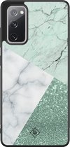 Casimoda® hoesje - Geschikt voor Samsung Galaxy S20 FE - Minty Marmer Collage - Zwart TPU Backcover - Marmer - Mint