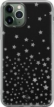 Casimoda® hoesje - Geschikt voor iPhone 11 Pro Max - Falling Stars - Siliconen/TPU telefoonhoesje - Backcover - Sterren - Zwart