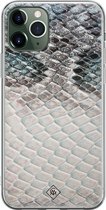 Casimoda® hoesje - Geschikt voor iPhone 11 Pro - Oh My Snake - Siliconen/TPU telefoonhoesje - Backcover - Slangenprint - Blauw