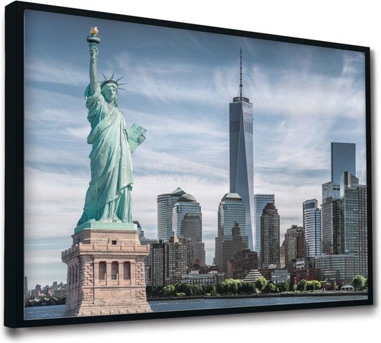 Akoestisch schilderij AcousticPro® - paneel met uitzicht op New York en vrijheidsbeeld - design 190