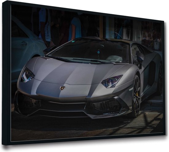 Akoestische panelen - Geluidsisolatie - Akoestische wandpanelen - Akoestisch schilderij AcousticPro® - paneel met Lamborghini Aventador - Design 124 - Premium - 230x160 - zwart- Wanddecoratie - woonkamer - geluidsdemper - studio schuim