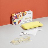 BARNER SCREEN GLASSES -Leesbril Preassembled reading glasses with soft touch spectacle frames- “Chamberi - col. Honey” met Blauw Glasses Case ver. +3.0