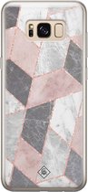 Casimoda® hoesje - Geschikt voor Samsung S8 - Stone grid marmer / Abstract marble - Backcover - Siliconen/TPU - Roze