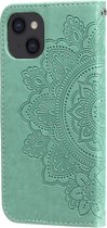 Peachy Wallet Bookcase kunstleer mandala hoesje voor iPhone 13 - groen