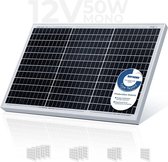Zonnepaneel 50W 12V - Zonnepaneel camper - Zonnepaneel compleet pakket - Voor caravan, balkon en dak - 45 x 67 x 2.5 cm - Zwart