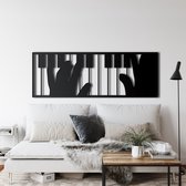 Wanddecoratie | Piano | Metal - Wall Art | Muurdecoratie | Woonkamer | Buiten Decor |Zwart| 60x21cm