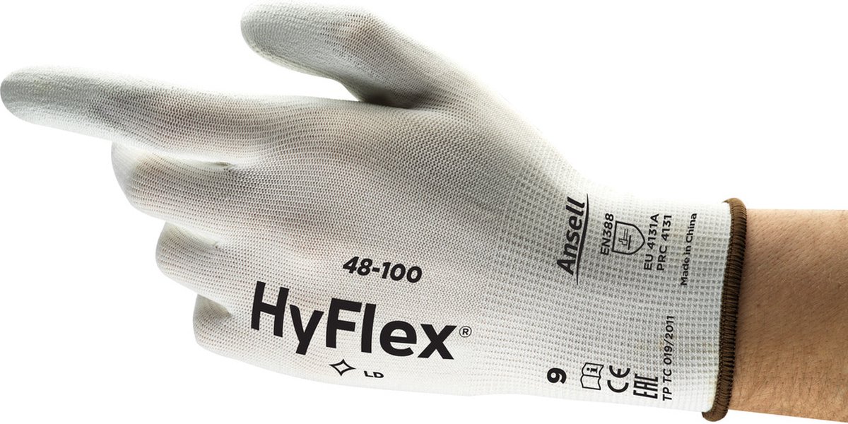 HyFlex® 48-100 - Werkhandschoen, DIY, Comfort en bescherming, XL, Wit, 12 paar