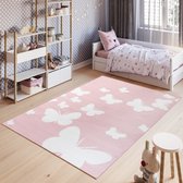 Tapiso Pinky Vloerkleed Roze Meisje Kinderkamer Tapijt Maat- 120x170