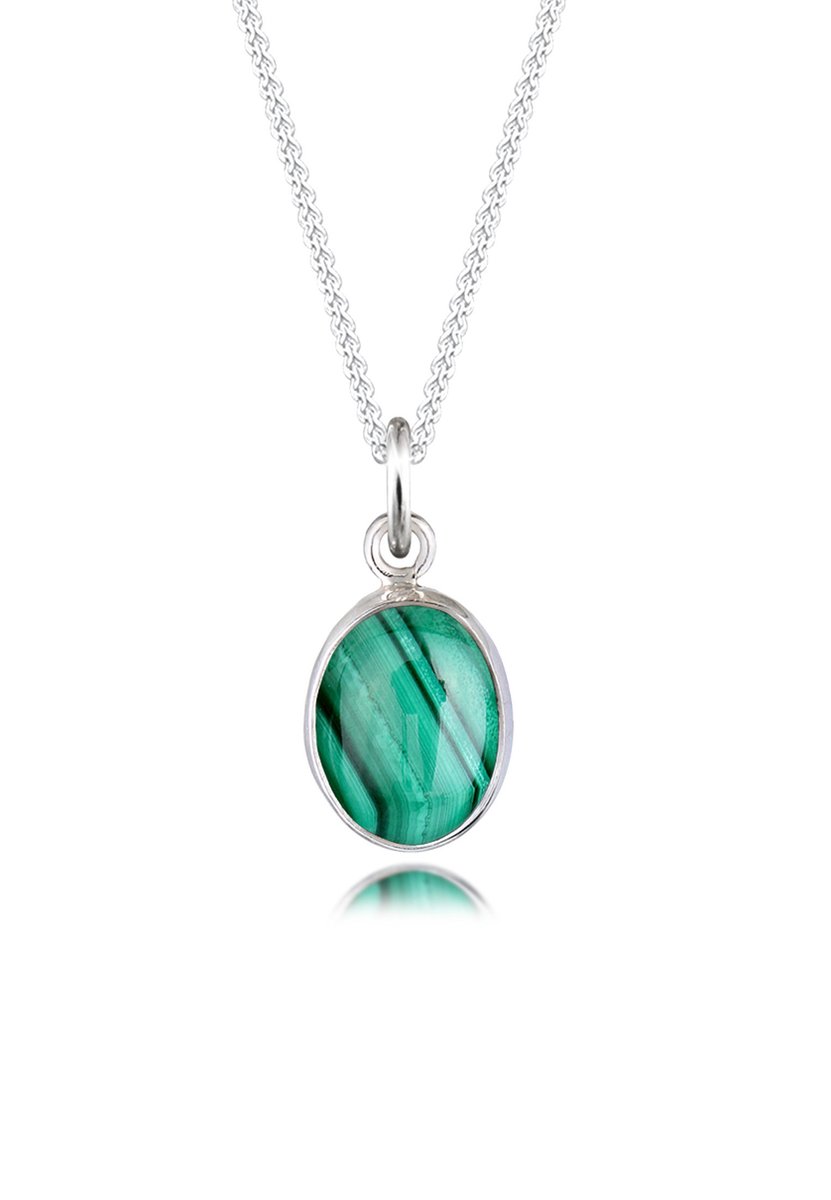 Elli - Halsketting - Dames Edelsteen Hanger met Malachiet in 925 Sterling Zilver - Dames
