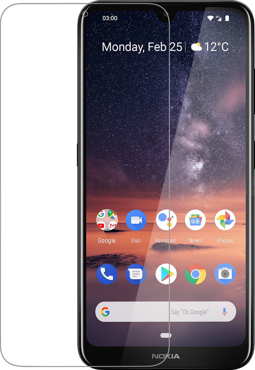 Azuri screenprotector Tempered Glass flat RINOX ARMOR - Voor Nokia 3.2 - Transparant