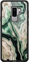 Casimoda® hoesje - Geschikt voor Samsung Galaxy S9+ - Groen marmer / Marble - Luxe Hard Case Zwart - Backcover telefoonhoesje - Groen