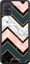 Casimoda® hoesje - Geschikt voor Samsung Galaxy A71 - Marmer Triangles - Zwart TPU Backcover - Marmer - Multi