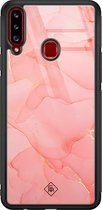 Casimoda® hoesje - Geschikt voor Samsung Galaxy A20s - Marmer Roze - Luxe Hard Case Zwart - Backcover telefoonhoesje - Roze