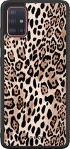 Casimoda® hoesje - Geschikt voor Samsung Galaxy A71 - Luipaard print bruin - Zwart TPU Backcover - Luipaardprint - Goudkleurig