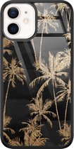 Casimoda® hoesje - Geschikt voor iPhone 12 Mini - Palmbomen - Luxe Hard Case Zwart - Backcover telefoonhoesje - Zwart