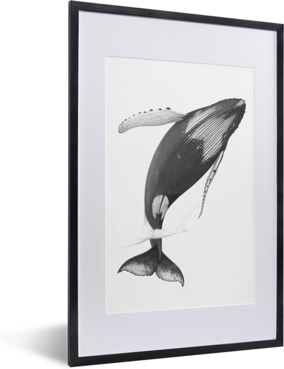 Fotolijst incl. Poster Zwart Wit tekening van de onderkant van een