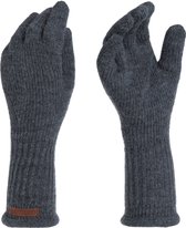 Knit Factory Lana Gebreide Dames Handschoenen - Gebreide winter handschoenen - Donkergrijze handschoenen - Polswarmers - Antraciet - One Size