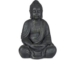 boeddha beeld - 70 cm - binnen - buiten - antraciet