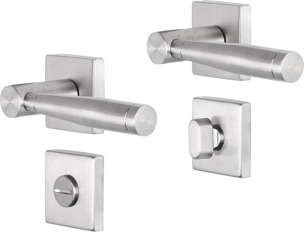 Deurkruk - Impresso Retford - Voor binnen - Vierkant met vierkant toiletrozet - RVS - 2 stuks