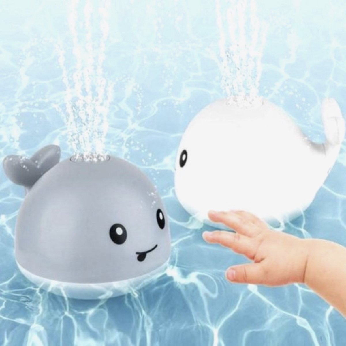 Femur® - Wally la baleine - GRIS - Jouets de bain de bain - Lumineux -  Fontaine à