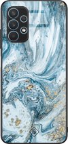 Casimoda® hoesje - Geschikt voor Samsung Galaxy A32 4G - Marble Sea - Luxe Hard Case Zwart - Backcover telefoonhoesje - Blauw