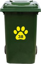 Kliko Sticker / Vuilnisbak Sticker - Hondenpoot - Nummer 38 - 18x16,5 - Geel