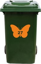 Kliko Sticker / Vuilnisbak Sticker - Vlinder - Nummer 27 - 14x21 - Oranje