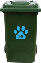Kliko Sticker / Vuilnisbak Sticker - Hondenpoot - Nummer 50 - 18x16,5 - Licht Blauw