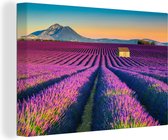 Canvas Schilderij Lavendel - Berg - Bloemen - 30x20 cm - Wanddecoratie