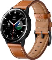 By Qubix lederen bandje 20mm - Bruin - Geschikt voor Samsung Galaxy Watch 6 - Galaxy Watch 6 Pro - Galaxy Watch 5 - Galaxy Watch 5 Pro - Galaxy Watch 4 - Galaxy Watch 4 Classic - Active 2 - Watch 3 (41mm)