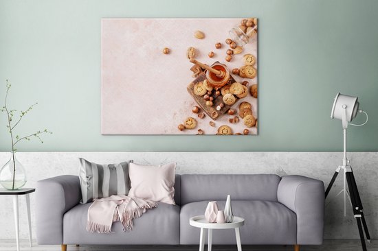Tableau sur Toile Cookies - Miel - Noix - Cuisine - 120x90 cm - Décoration murale