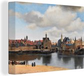 Canvas - Schilderij Vermeer - Gezicht op Delft - Stad - Oude meesters - Kunst - 80x60 cm - Kamer decoratie - Slaapkamer